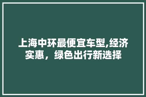 上海中环最便宜车型,经济实惠，绿色出行新选择 汽车知识