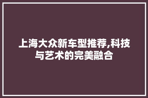 上海大众新车型推荐,科技与艺术的完美融合