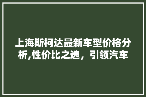 上海斯柯达最新车型价格分析,性价比之选，引领汽车市场新潮流