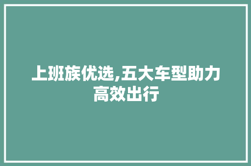 上班族优选,五大车型助力高效出行 汽车知识