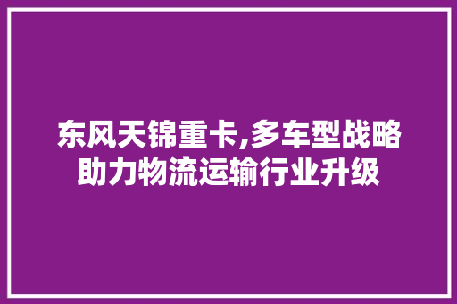 东风天锦重卡,多车型战略助力物流运输行业升级
