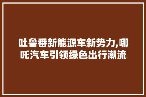 吐鲁番新能源车新势力,哪吒汽车引领绿色出行潮流