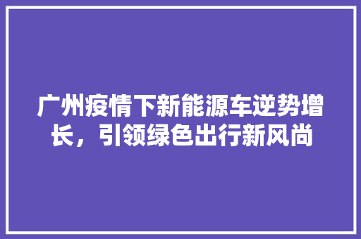 广州疫情下新能源车逆势增长，引领绿色出行新风尚