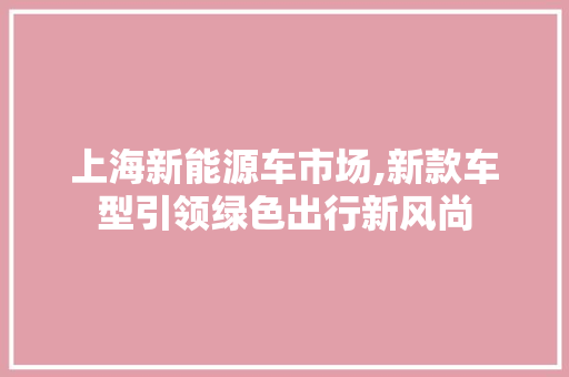 上海新能源车市场,新款车型引领绿色出行新风尚