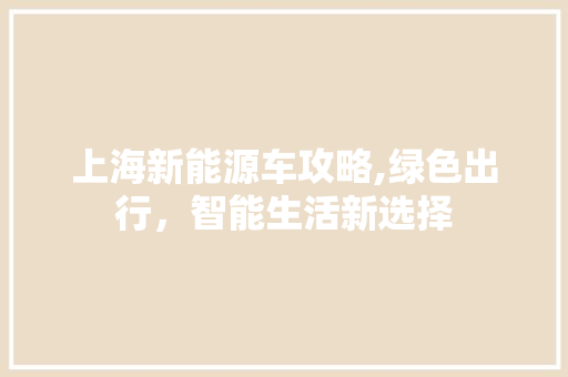 上海新能源车攻略,绿色出行，智能生活新选择