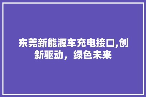 东莞新能源车充电接口,创新驱动，绿色未来