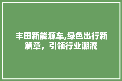 丰田新能源车,绿色出行新篇章，引领行业潮流
