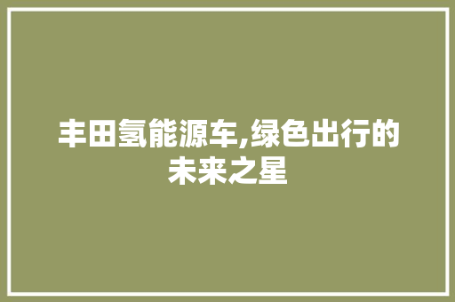 丰田氢能源车,绿色出行的未来之星