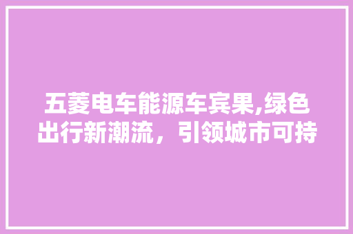 五菱电车能源车宾果,绿色出行新潮流，引领城市可持续发展
