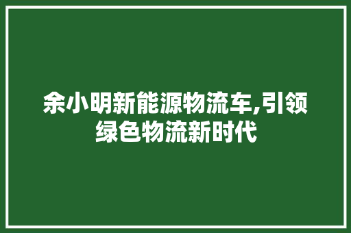 余小明新能源物流车,引领绿色物流新时代