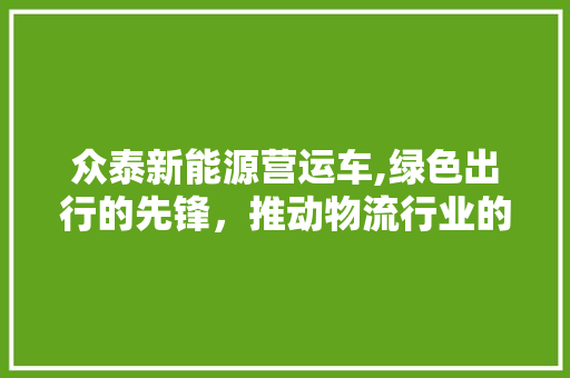 众泰新能源营运车,绿色出行的先锋，推动物流行业的可持续发展