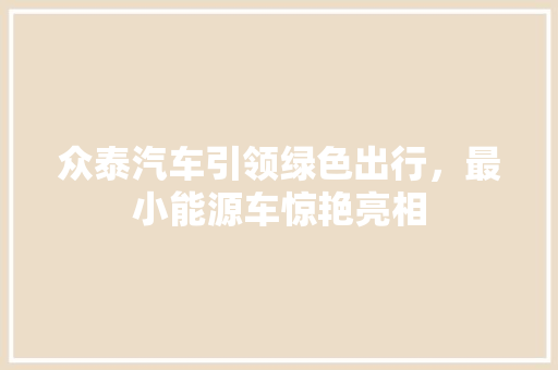 众泰汽车引领绿色出行，最小能源车惊艳亮相