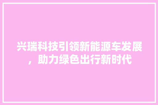 兴瑞科技引领新能源车发展，助力绿色出行新时代