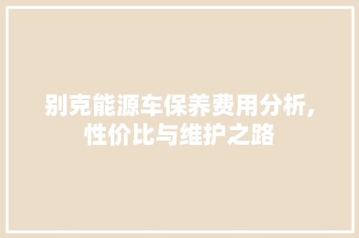别克能源车保养费用分析,性价比与维护之路