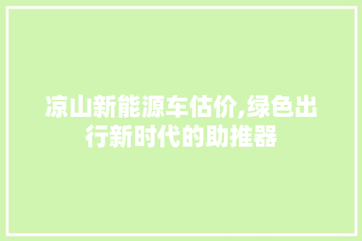 凉山新能源车估价,绿色出行新时代的助推器