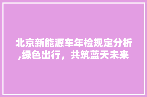 北京新能源车年检规定分析,绿色出行，共筑蓝天未来