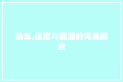 动车,速度与能源的完美融合