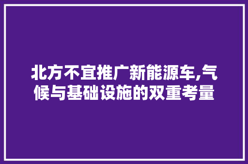 北方不宜推广新能源车,气候与基础设施的双重考量 汽车知识