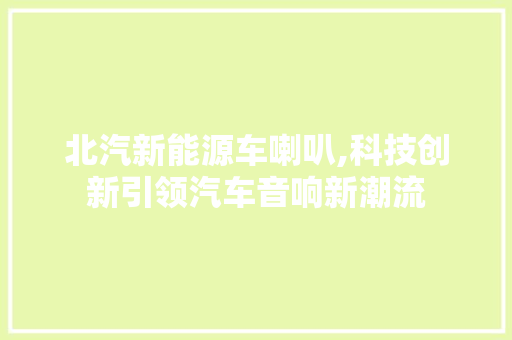 北汽新能源车喇叭,科技创新引领汽车音响新潮流 汽车知识