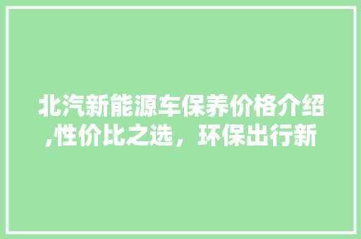 北汽新能源车保养价格介绍,性价比之选，环保出行新风尚