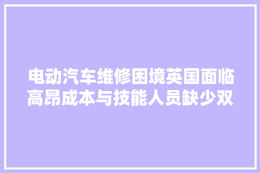 电动汽车维修困境英国面临高昂成本与技能人员缺少双重寻衅