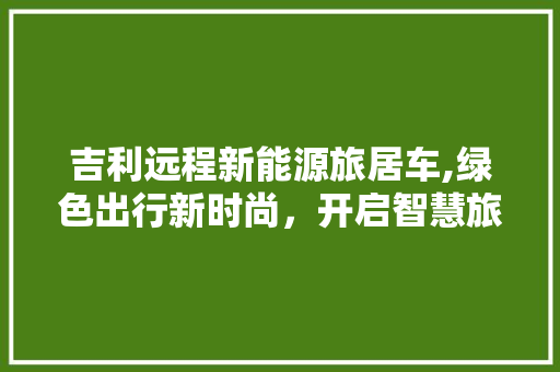 吉利远程新能源旅居车,绿色出行新时尚，开启智慧旅行新篇章