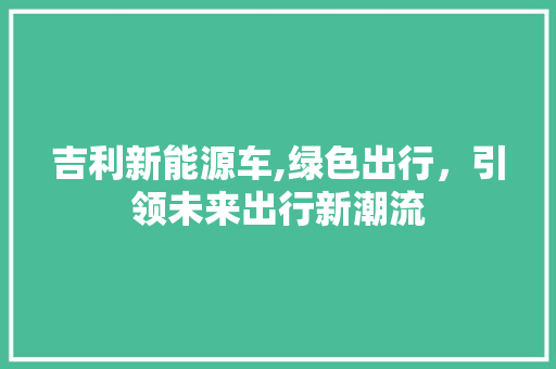 吉利新能源车,绿色出行，引领未来出行新潮流