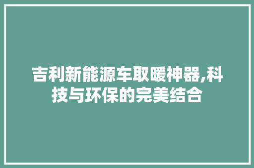 吉利新能源车取暖神器,科技与环保的完美结合