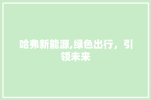 哈弗新能源,绿色出行，引领未来