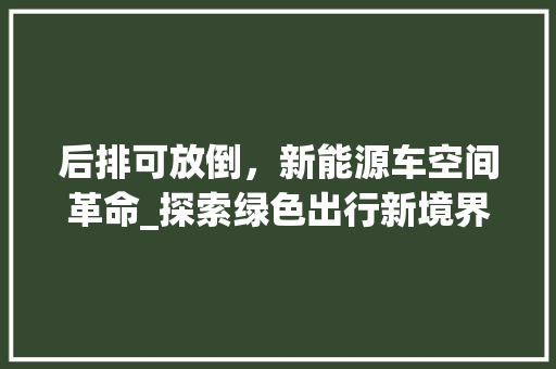 后排可放倒，新能源车空间革命_探索绿色出行新境界