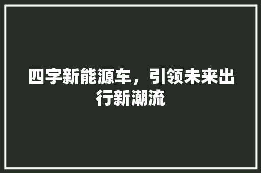 四字新能源车，引领未来出行新潮流