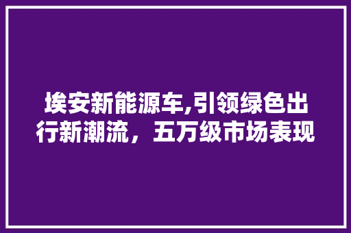 埃安新能源车,引领绿色出行新潮流，五万级市场表现抢眼