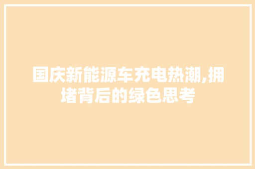 国庆新能源车充电热潮,拥堵背后的绿色思考