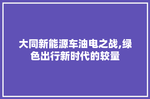 大同新能源车油电之战,绿色出行新时代的较量