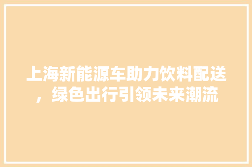 上海新能源车助力饮料配送，绿色出行引领未来潮流 汽车知识