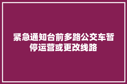 紧急通知台前多路公交车暂停运营或更改线路 汽车知识
