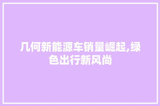 几何新能源车销量崛起,绿色出行新风尚