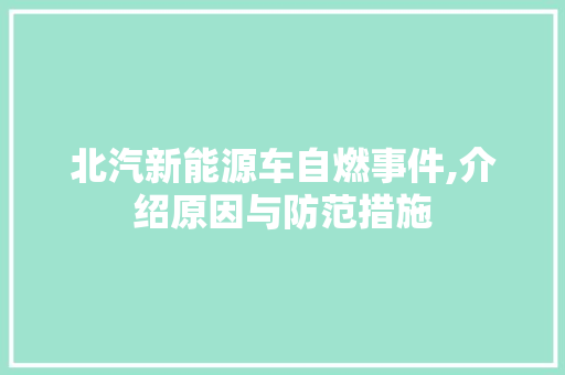 北汽新能源车自燃事件,介绍原因与防范措施
