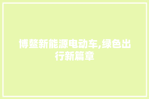 博鳌新能源电动车,绿色出行新篇章