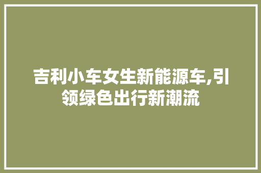 吉利小车女生新能源车,引领绿色出行新潮流