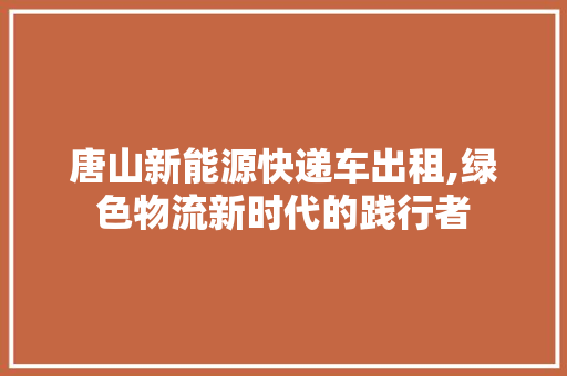 唐山新能源快递车出租,绿色物流新时代的践行者