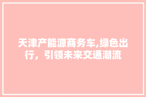 天津产能源商务车,绿色出行，引领未来交通潮流