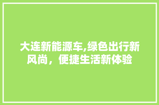 大连新能源车,绿色出行新风尚，便捷生活新体验