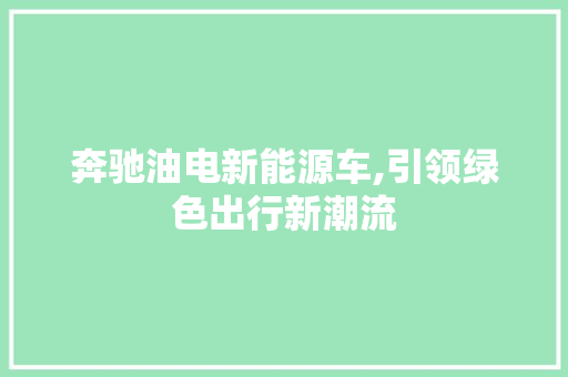 奔驰油电新能源车,引领绿色出行新潮流