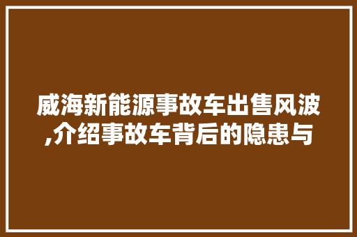 威海新能源事故车出售风波,介绍事故车背后的隐患与治理