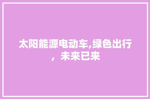 太阳能源电动车,绿色出行，未来已来