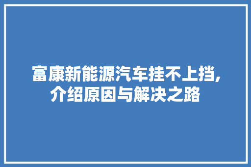 富康新能源汽车挂不上挡,介绍原因与解决之路