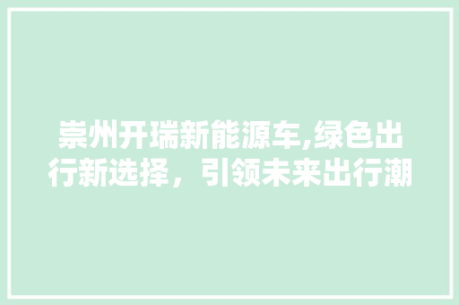 崇州开瑞新能源车,绿色出行新选择，引领未来出行潮流