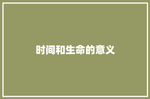 时间和生命的意义 休闲娱乐