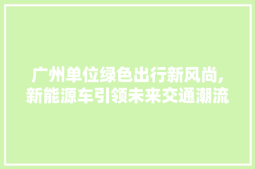 广州单位绿色出行新风尚,新能源车引领未来交通潮流